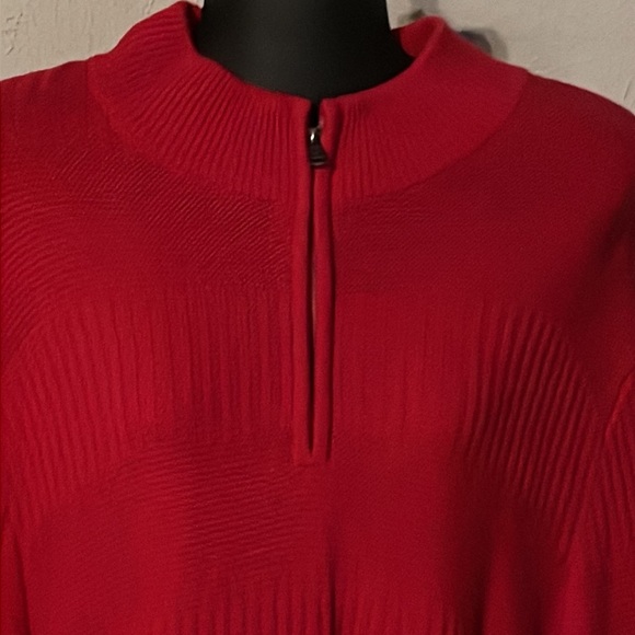 Vintage 1970 XL Chaps red long sleeve mock collar 1/4 zip pullover sweater - Picture 2 of 15